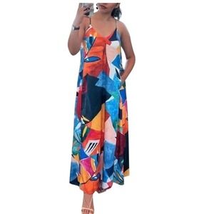Nicole Miller New‎ York XS Abstract Print Sleeveless Maxi Dress